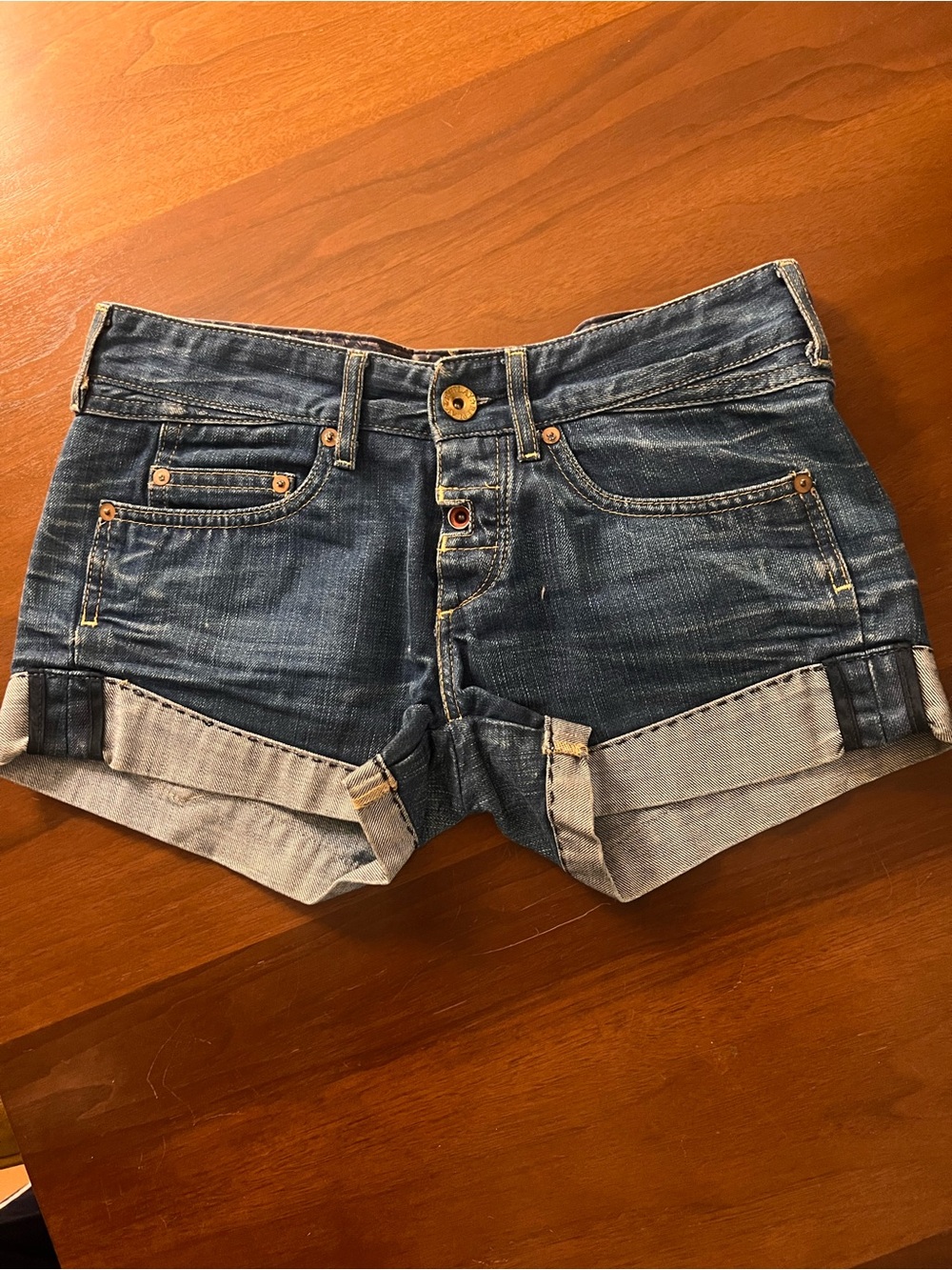 VINTAGE 2006 Replay Embellished Y2K Denim Shorts Waist 28